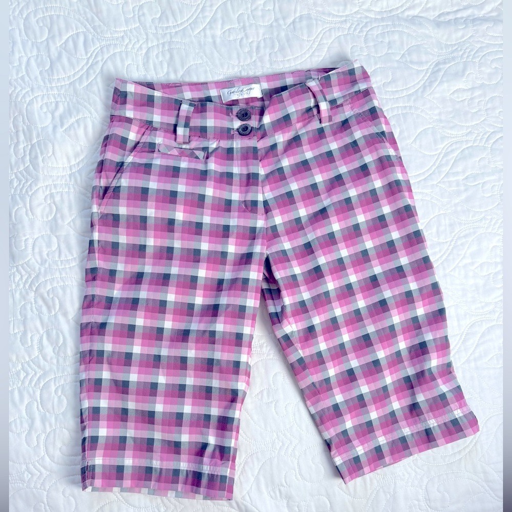 Gordon Cooper Golf Pink Gray Gingham‎ Plaid 13" Performance Shorts Women's 4 EUC